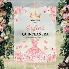 Rosa Gold Prinzessin Quinceañera Willkommen Acrylschild