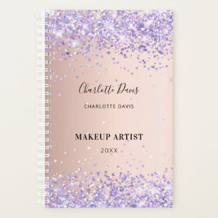 Rosa Gold Purpur Glitter Namensunterschrift Planer