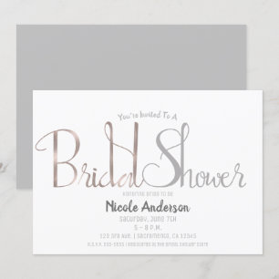 Rosa Gold Rosa & Graue Schrift Moderne Babyparty/  Einladung