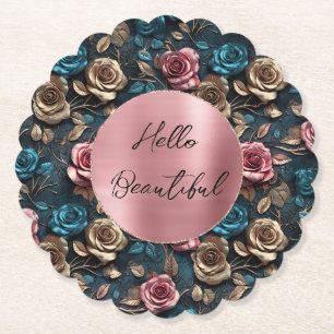 Rosa Gold-Rose Untersetzer