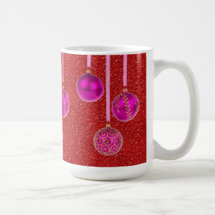 Rosa Gold Rot Glitter Frohe Weihnachten Christbaum Tasse
