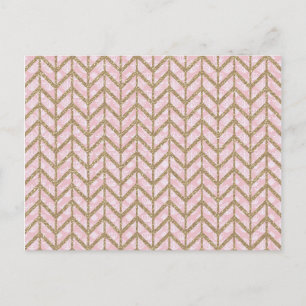 Rosa Gold Royal Damast Chevron Glitter Foto Druck Postkarte
