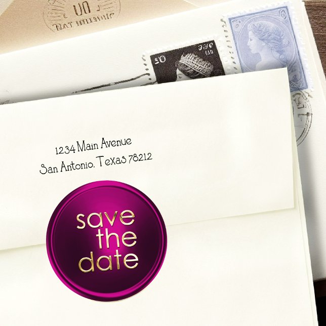 Rosa Gold Save the Date Umschlag Aufkleber (Von Creator hochgeladen)