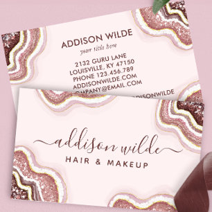 Rosa Gold Schimmer Rosa Glitter Achat Geode Visitenkarte