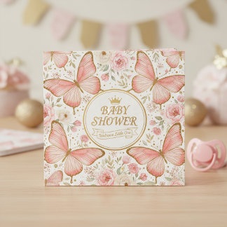 Rosa Gold Schmetterling Florale Babyparty Serviette