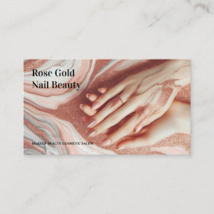 Rosa Gold Schönes Make-up-Nagel Visitenkarte