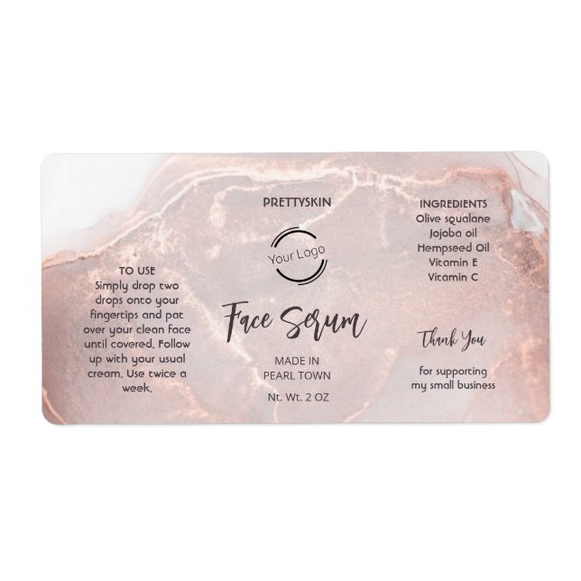 Rosa Gold Serum Etikett (Vorne)
