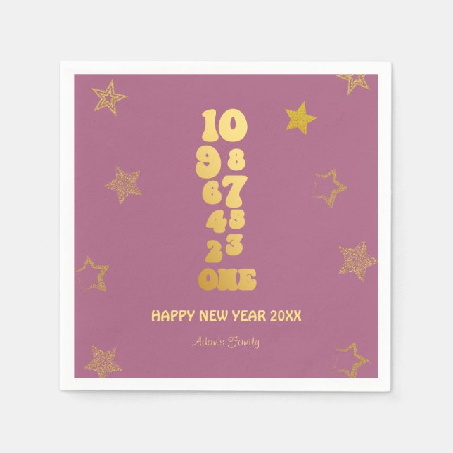 Rosa Gold Silvester Party Serviette (Vorderseite)