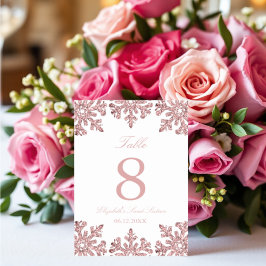 Rosa Gold Snowflakes Winter 16 . Geburtstag Tischnummer
