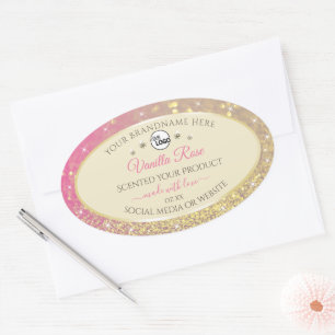 Rosa Gold-Sparkle-Glitzer-Creme-Logo Ovaler Aufkleber