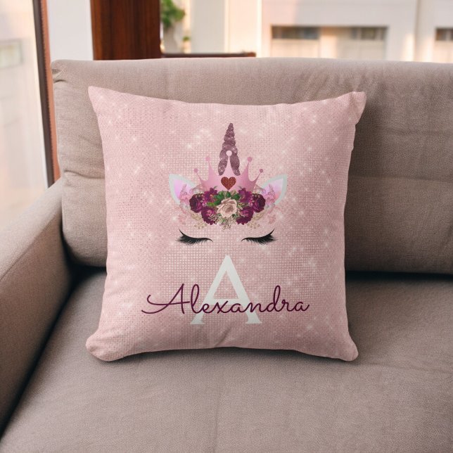 Rosa Gold Sparkle Monogram Room Decke Kissen (Von Creator hochgeladen)