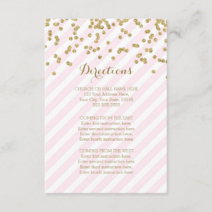 Rosa Gold Stripes Hochzeits-Richtungs-Karten Begleitkarte