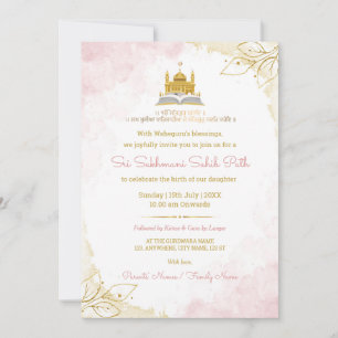 Rosa & Gold Sukhmani Sahib Path Einladungskarte Einladung