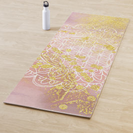 Rosa Gold Tinte Blume von Life Mandala Symbol Yogamatte