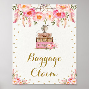 Rosa Gold Travel Miss an Frau Floral Baggage Anspr Poster
