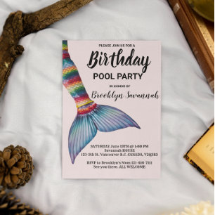 Rosa Gold Türkis Meerjungfrau Schwanz Poolparty Postkarte