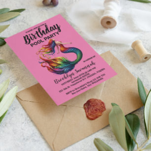 Rosa Gold Türkisblaue Meerjungfrauenschwanz-Poolpa Postkarte