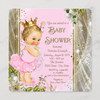 Rosa Gold Tutu Prinzessin Babyparty Einladung