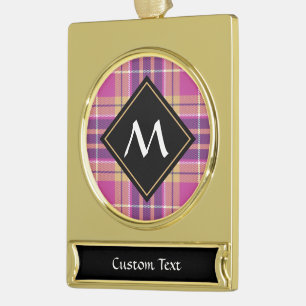 Rosa, Gold und Blauer Tartan Banner-Ornament Gold