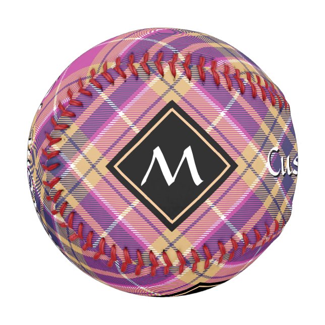 Rosa, Gold und Blauer Tartan Baseball (Vorderseite Links)