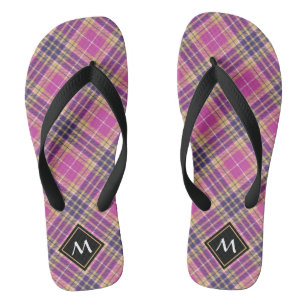 Rosa, Gold und Blauer Tartan Flip Flops