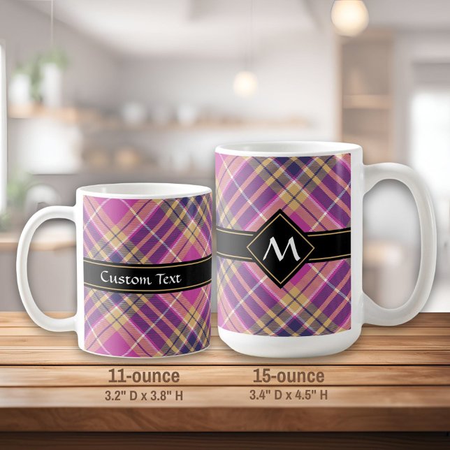 Rosa, Gold und Blauer Tartan Kaffeetasse (Von Creator hochgeladen)