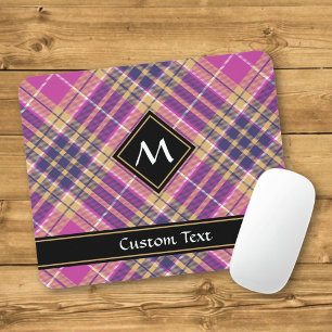 Rosa, Gold und Blauer Tartan Mousepad