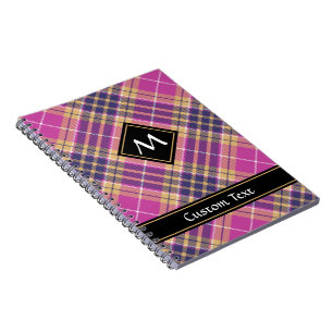 Rosa, Gold und Blauer Tartan Notizblock