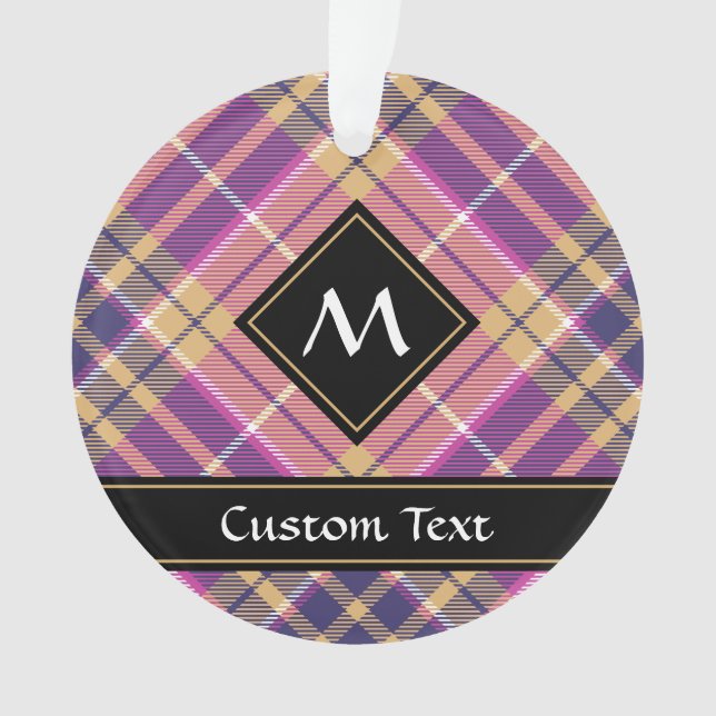 Rosa, Gold und Blauer Tartan Ornament (Vorderseite)