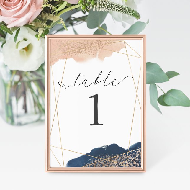 Rosa, Gold- und Navy-Hochzeit Tischnummer (Von Creator hochgeladen)