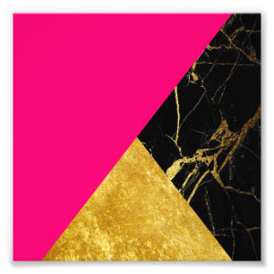 Rosa Gold und schwarzer quadratischer Fotodruck