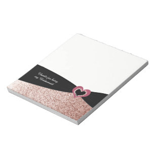 Rosa-Gold-Unechtes-Glitter-Band-Brautjungfer-Danke Notizblock