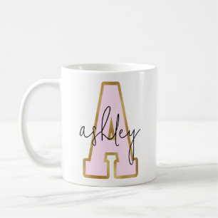 Rosa Gold Uni Varsity Letter Monogram A Kaffeetasse