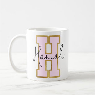 Rosa Gold Uni Varsity Letter Monogram H Kaffeetasse