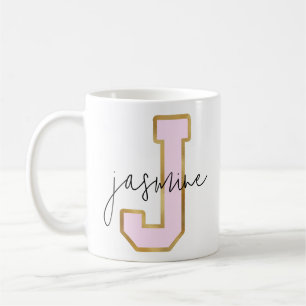 Rosa Gold Uni Varsity Letter Monogram J Kaffeetasse