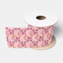 Rosa Gold Vintage Blumen 7,62 cm Satinband