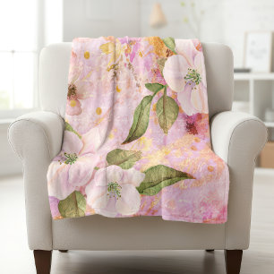 Rosa Gold Vintage-Blumen Wasserfarbe-Skript stilvo Sherpadecke