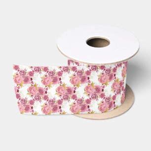 Rosa Gold Vintage Blüte 3-Zoll-Satin-Band Satinband