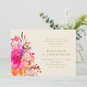 Rosa Gold Wasserfarbe Floral Chic Brunch für Neuve Einladung