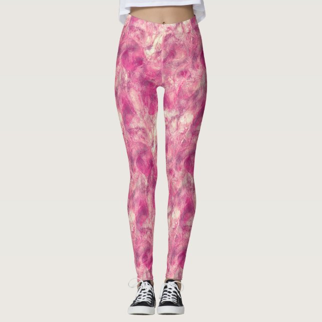 Rosa Gold Wasserfarbe Marmorierung Leggings (Vorderseite)