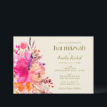 Rosa Gold Wasserfarben Flora Elegantes Bat Mitzvah Einladung<br><div class="desc">Rosa goldene Wasserfarben Blumen Elegantes Bat Mitzvah Einladung</div>