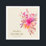 Rosa Gold Wasserfarben Flora Elegantes Bat Mitzvah Serviette<br><div class="desc">Rosa Gold Wasserfarben Flora Elegantes Bat Mitzvah Napkins</div>