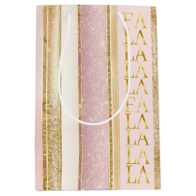 Rosa Gold Weihnachtsfest La Pattern#27 ID1009 Mittlere Geschenktüte (Vorderseite)