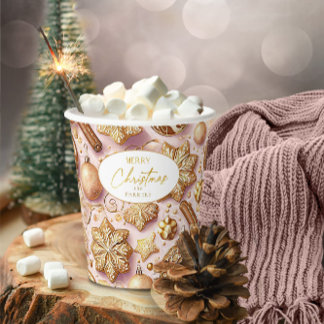Rosa Gold Weihnachtsmuster#12 ID1009 Pappbecher