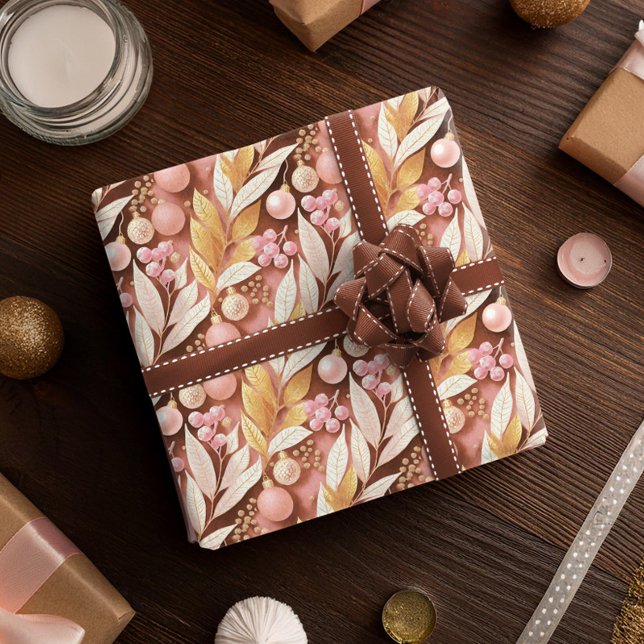 Rosa Gold Weihnachtsmuster#22 ID1009 Geschenkpapier (Von Creator hochgeladen)