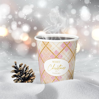 Rosa Gold Weihnachtsmuster#28 ID1009 Pappbecher