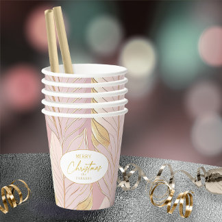 Rosa Gold Weihnachtsmuster#29 ID1009 Pappbecher