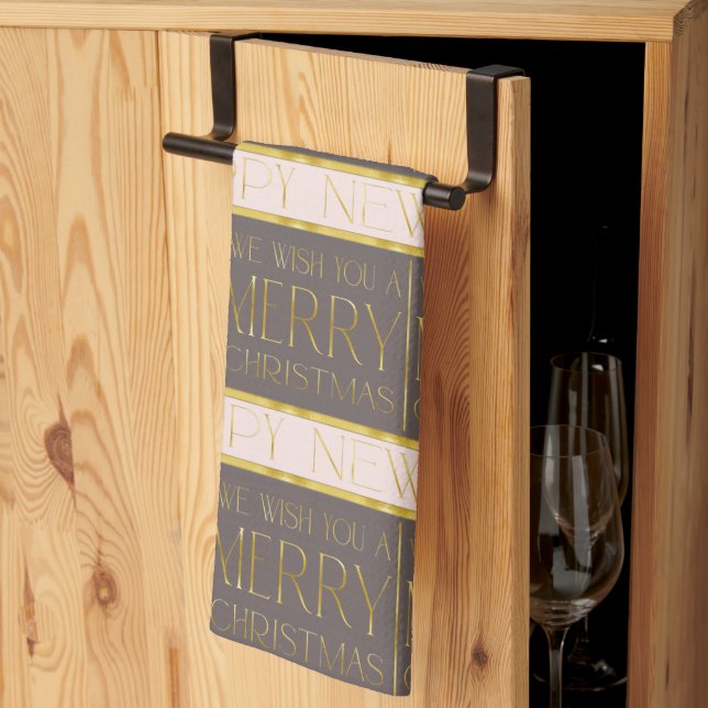 Rosa Gold Weihnachtsmuster#35b ID1009 Geschirrtuch (Drittel gefaltet)