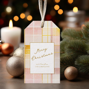 Rosa Gold Weihnachtsmuster#7 ID1009 Geschenkanhänger