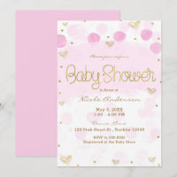 Rosa Gold Weiße Punkte und Herzen Baby Shower